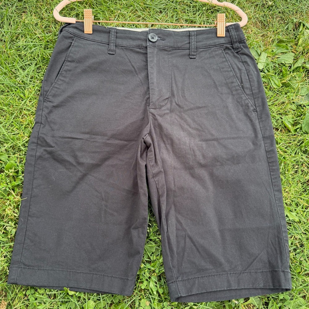 Hollister Epic Flex Flat Front Shorts 29 Black 12" Inseam Chino Skater Casual